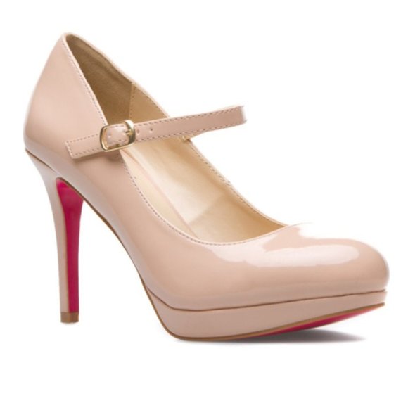 Shoe Dazzle Shoes - ShoeDazzle Elisha nude patent Mary Jane heels NIB